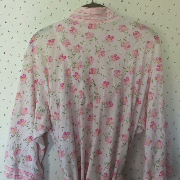 Aria Robe & Gown Set XL Pink Floral Stripes Cotton Blend Cottagecore Romantic - Picture 13 of 16